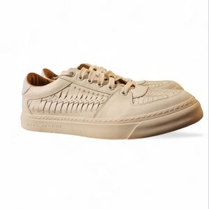 Marc Jacobs Men's Low Top Sneakers White Woven Leather Lace Up Shoes Italy Sz 10